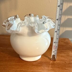 Chic White Fenton Vase with Ruffled Edge